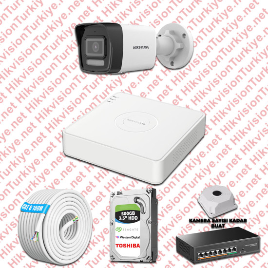 Hikvision İp 01 Kameralı Set 1080p Colorvu Mikrofonlu